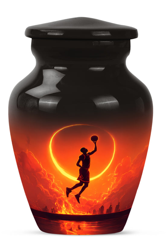 Black Basketball Tribute Cremation Urns for Human Ashes - 10-inch, 200 cu in - Yatskia