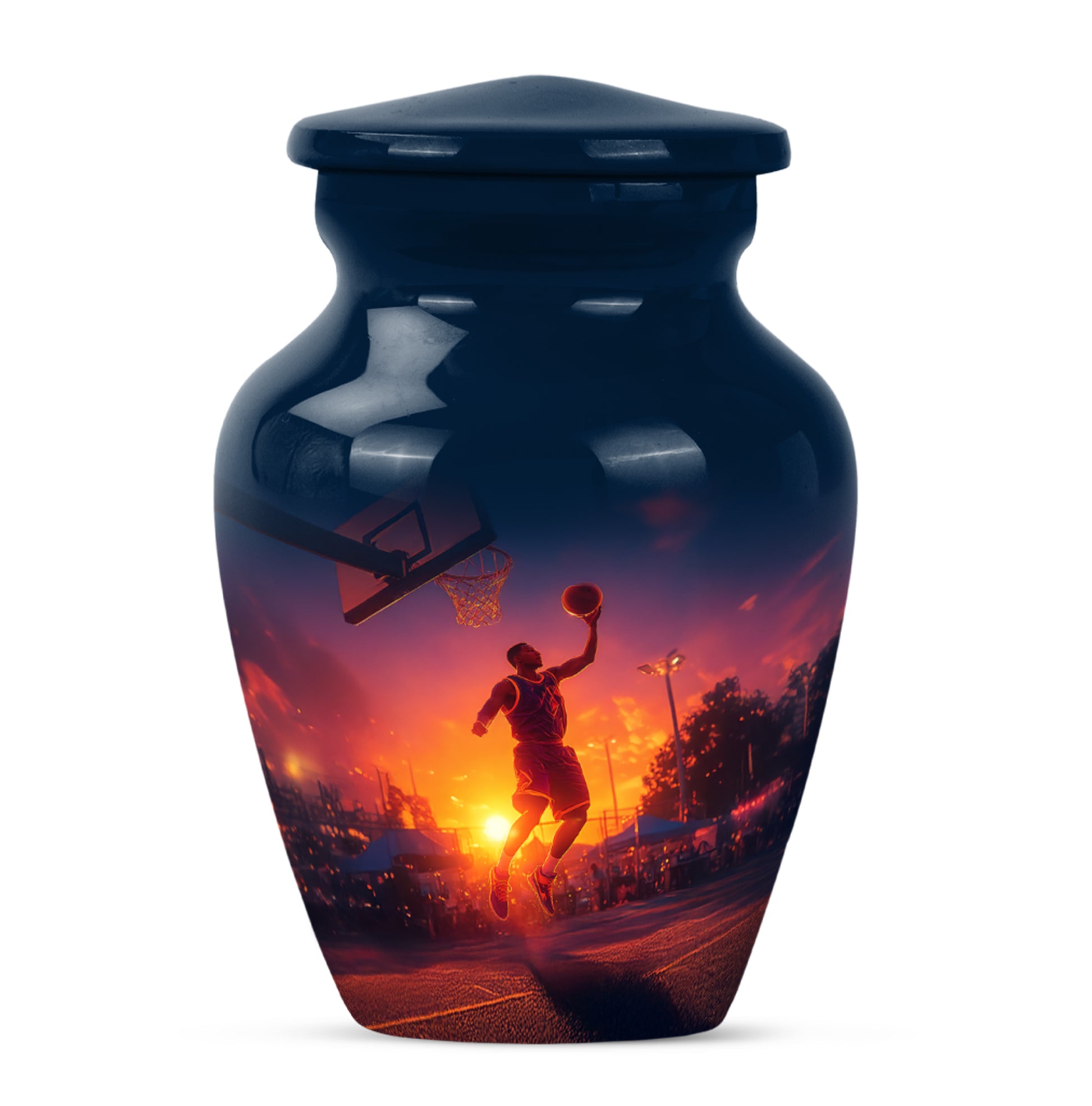Blue Resounding Basketball Memorial Urn for Ashes - 10-inch, 200 cu in - Yatskia
