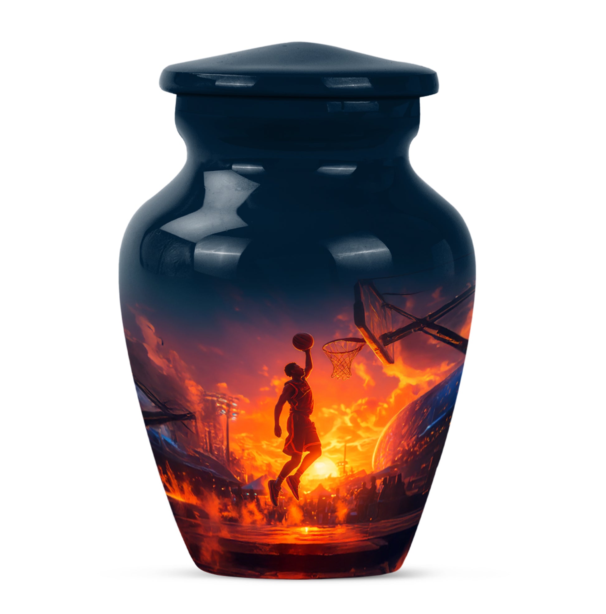 Divine Blue Basketball Cremation Urn for Ashes - 10-inch, 200 cu in - Yatskia