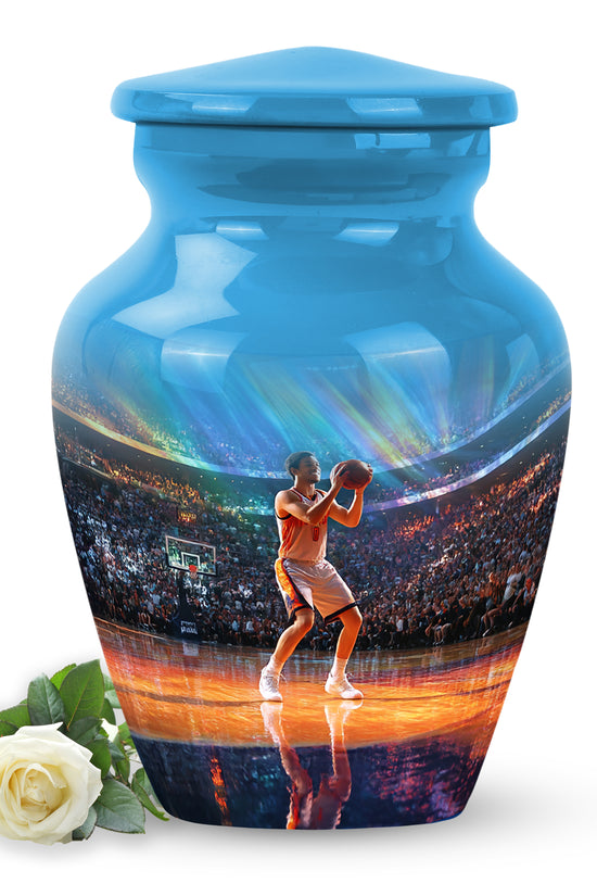 Personalized Blue Cherished Basketball Cremation Urns for Human Ashes - 10-inch, 200 cu in - Yatskia