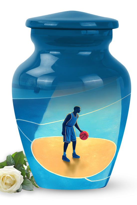 Personalized Blue Basketball Cremation Urns for Ashes - Peaceful 10-inch - Yatskia