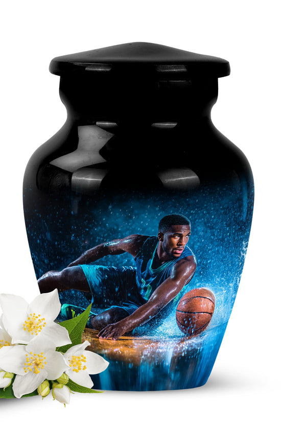 Remarkable Basketball Memorial Cremation Urns - Black 10-inch, 200 cu in - Yatskia
