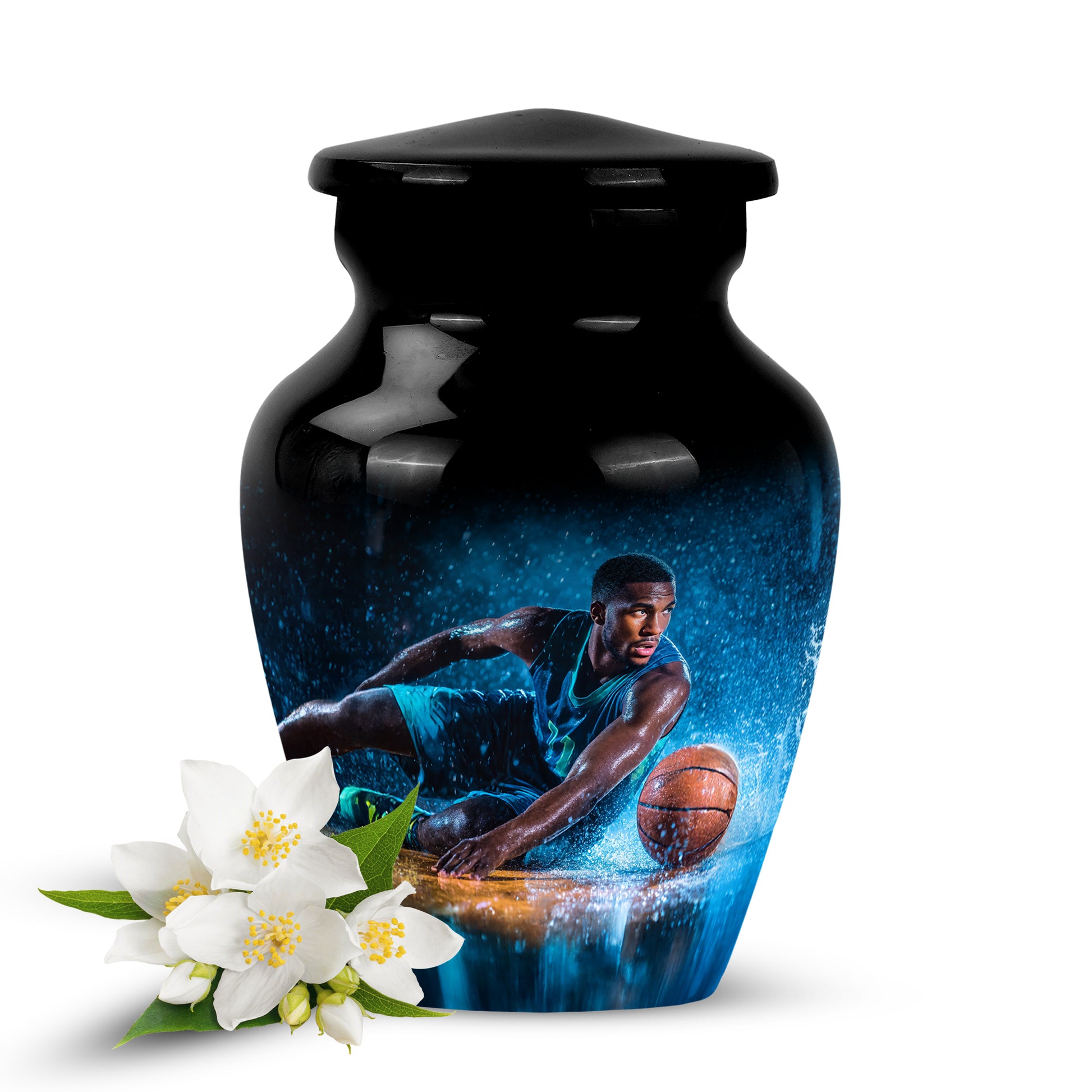 Remarkable Basketball Memorial Cremation Urns - Black 10-inch, 200 cu in - Yatskia