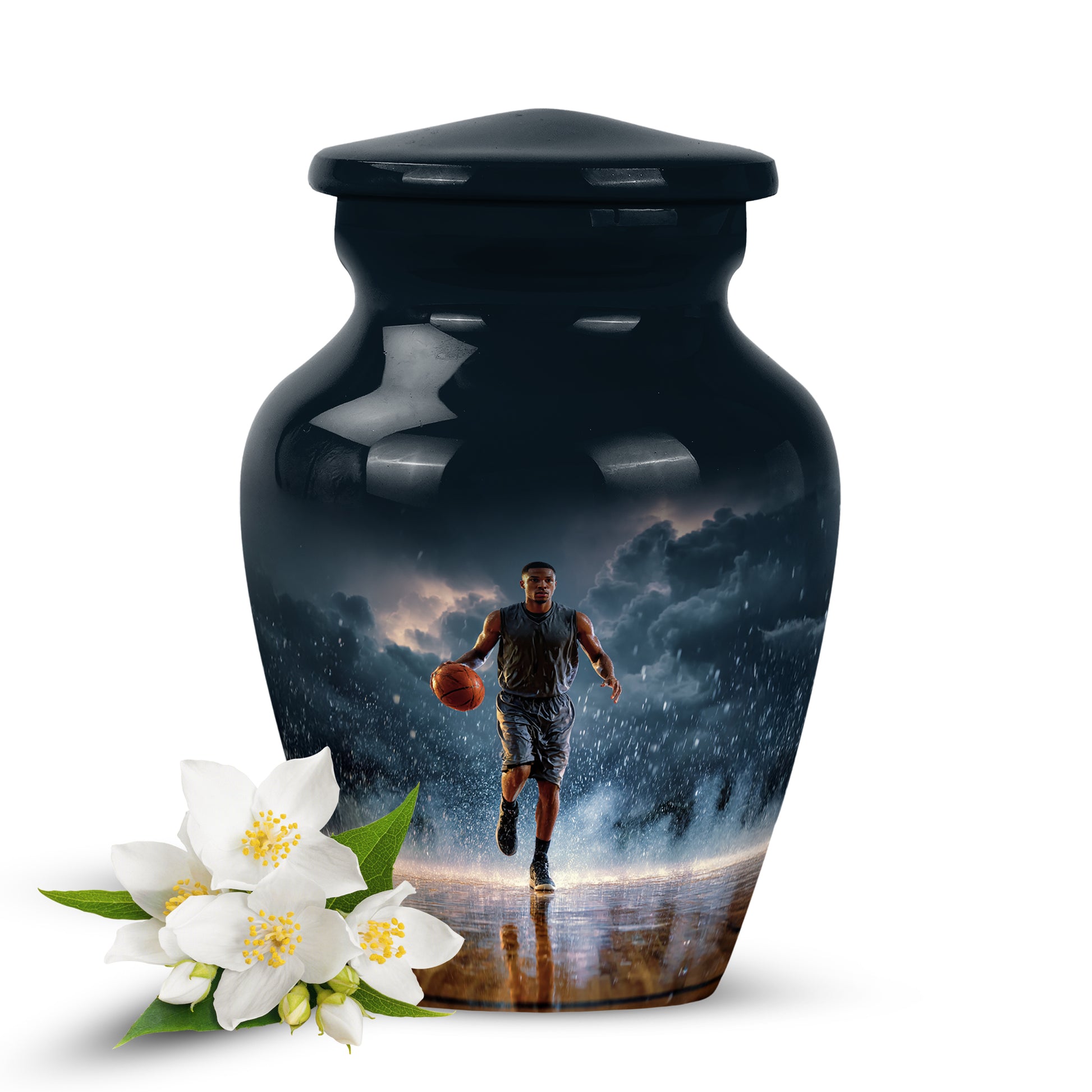 Hallowed Basketball Cremation Urns for Human Ashes - Blue 10-inch - Yatskia