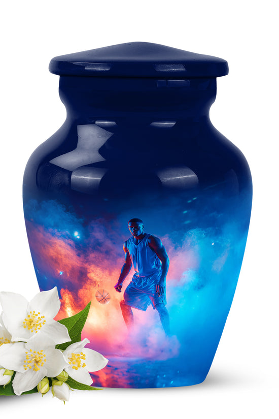 Hallowed Basketball Cremation Urns for Human Ashes - Blue 10-inch - Yatskia
