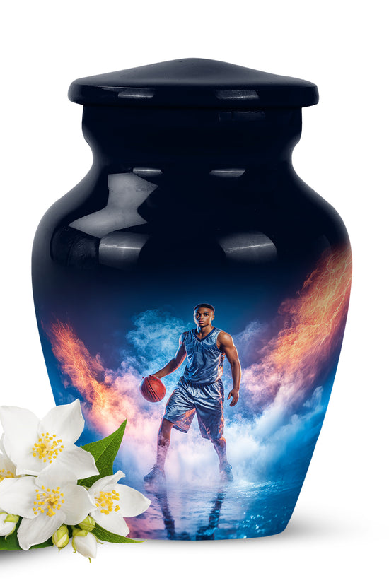 Blue Basketball Promise Cremation Urns for Human Ashes - 10-inch, 200 cu in - Yatskia