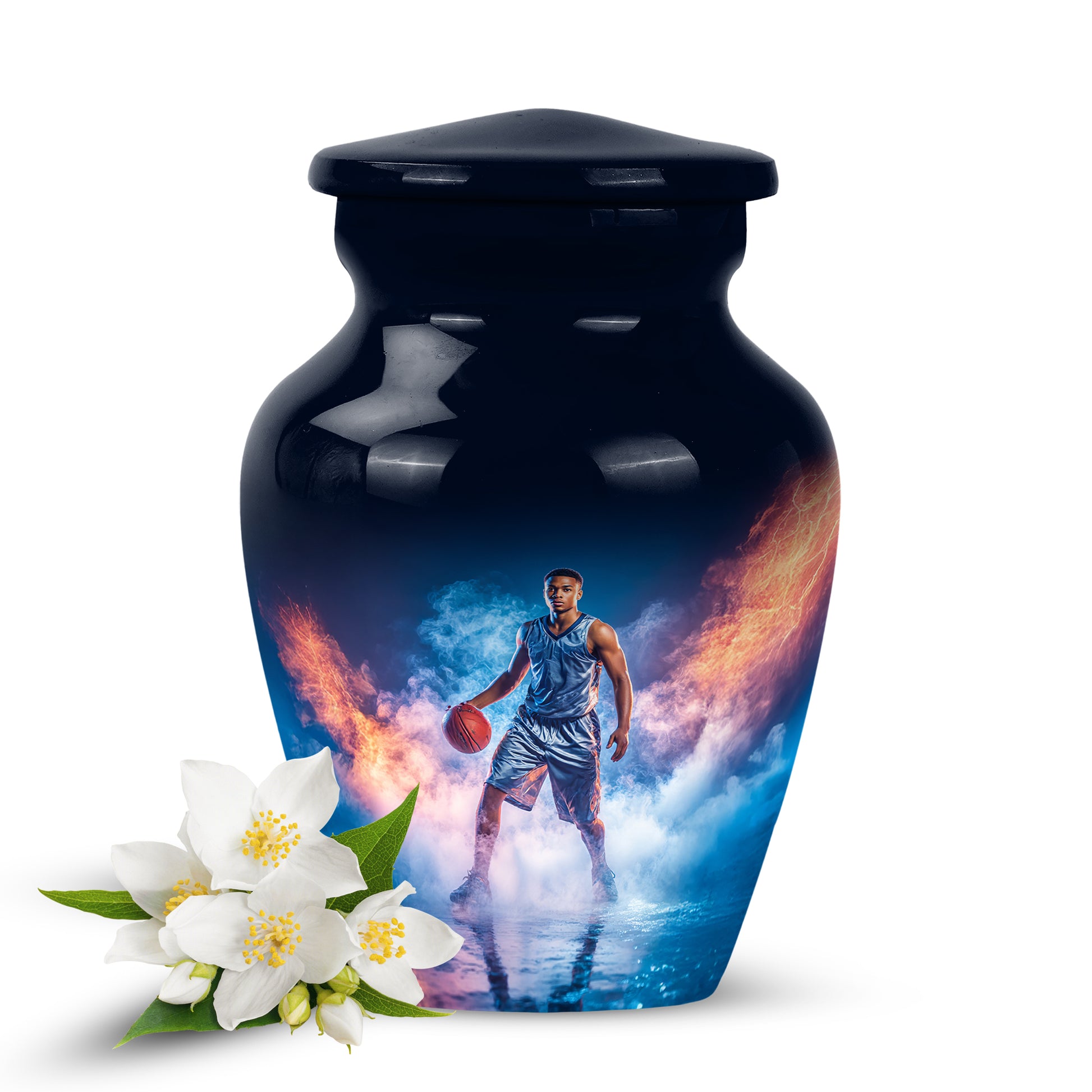 Blue Basketball Promise Cremation Urns for Human Ashes - 10-inch, 200 cu in - Yatskia