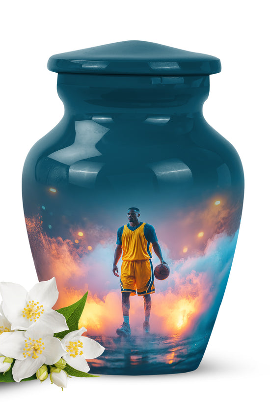 Teal Basketball Embrace Cremation Urns for Human Ashes - 10-inch, 200 cu in - Yatskia