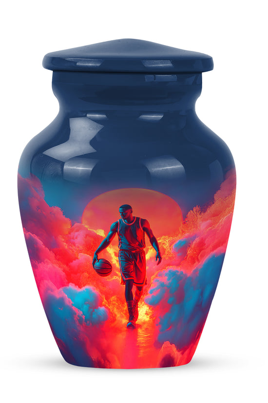 Personalized Blue Heavenly Basketball Cremation Urns for Human Ashes - 10-inch, 200 cu in - Yatskia
