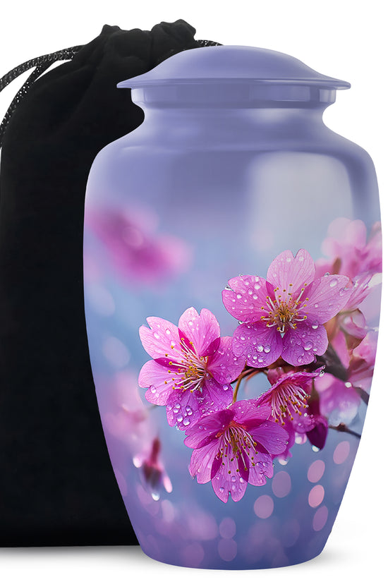 Beautiful Pink Flower Theme Memorial Urn - Beautiful Theme Memorial Urn For Mom