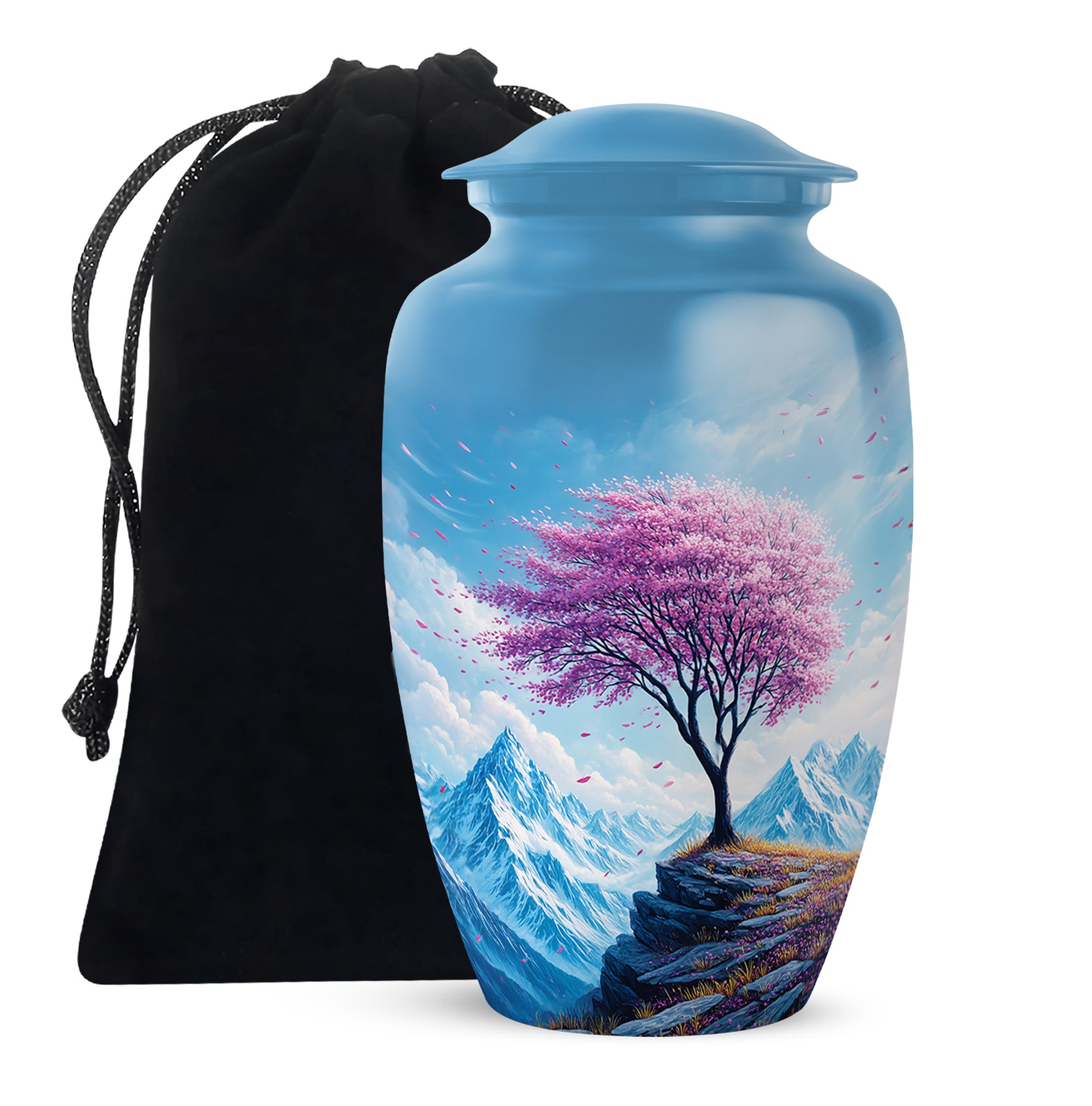 Cherry Blossom Tree Funeral Urn - Mountain Memorial Urn For Ashes
