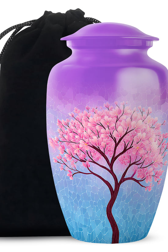Pink Blossom Tree Cremation Urn - Artistic Memorial Urn For Female