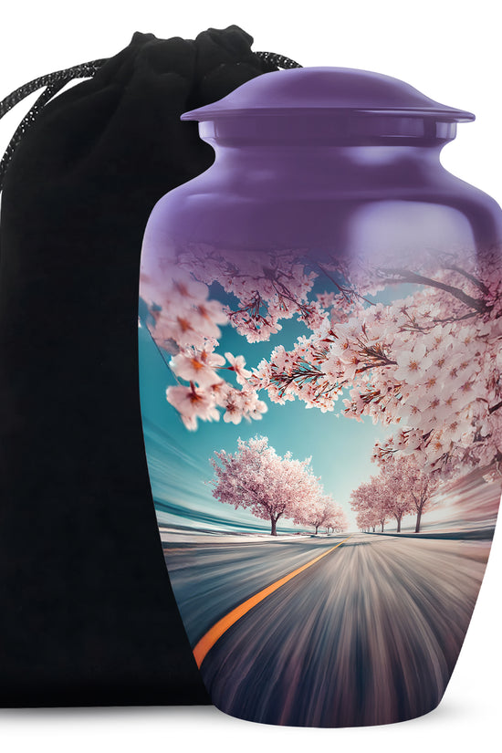 Cherry Blossom Cremation Urn - Road Funeral Urn For Loved Ones