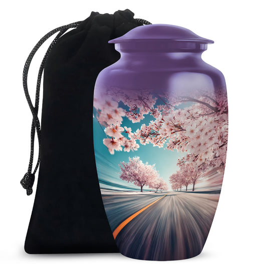 Cherry Blossom Cremation Urn - Road Funeral Urn For Loved Ones