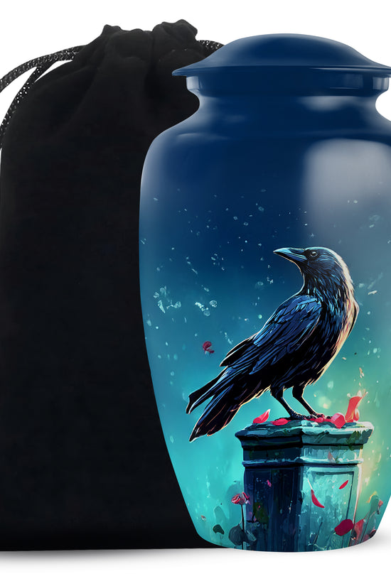 Black Raven Memorial Urn - Unique Funeral Urns For Human Ashes