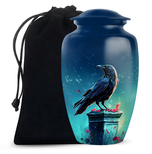 Black Raven Memorial Urn - Unique Funeral Urns For Human Ashes