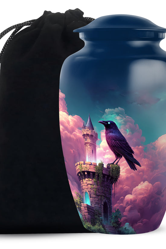 Raven Tower Memorial Urn - Bird Cremation Urn For Burial