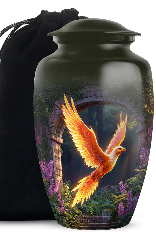 Phoenix Bird Memorial Urn - Golden Wing Cremation Urn For Funeral Ashes