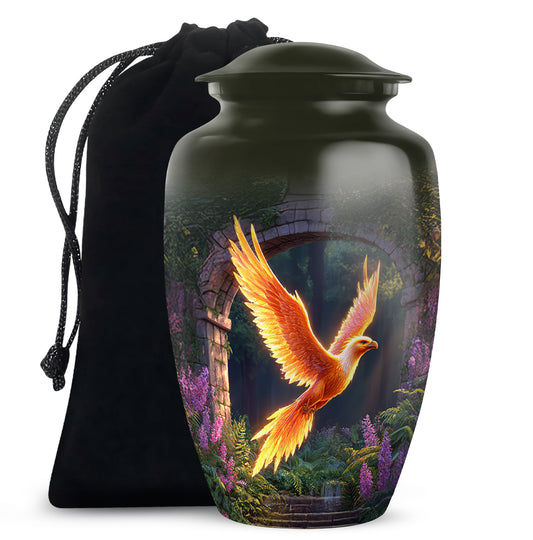Phoenix Bird Memorial Urn - Golden Wing Cremation Urn For Funeral Ashes