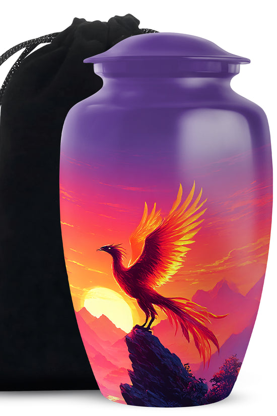 Phoenix Sunset Memorial Urn - Flaming Bird Cremation Urn For Male & Female