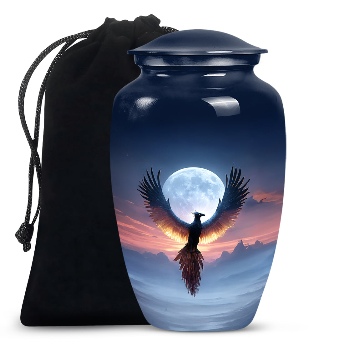 Moonlight Phoenix Memorial Urn - Night Sky Cremation Urn For Ashes