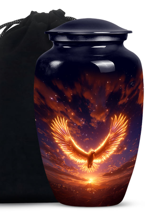 Flaming Phoenix Funeral Urn For Ashes - Sunset Cremation Urn For Burial