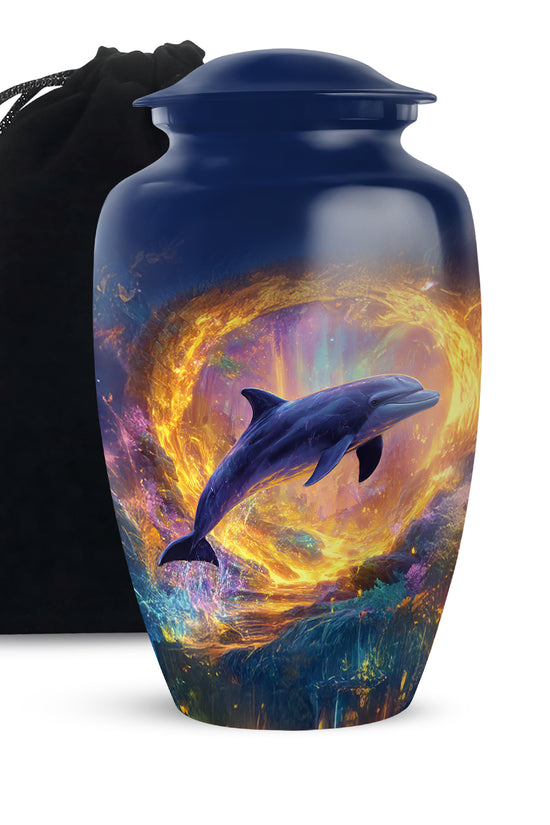 Dolphin Theme Funeral Urn - Beautiful Memorial Urn For Ashes