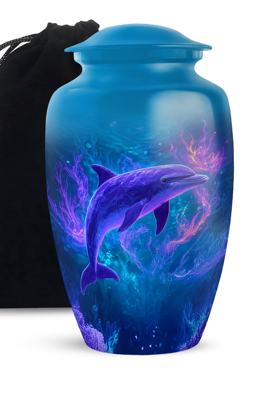 Neon Dolphin Cremation Urn - Fantasy Funeral Urn For Human Ashes