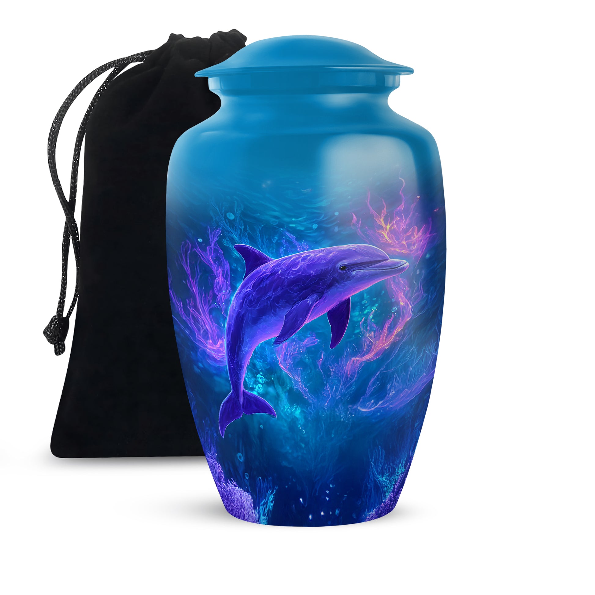 Neon Dolphin Cremation Urn - Fantasy Funeral Urn For Human Ashes