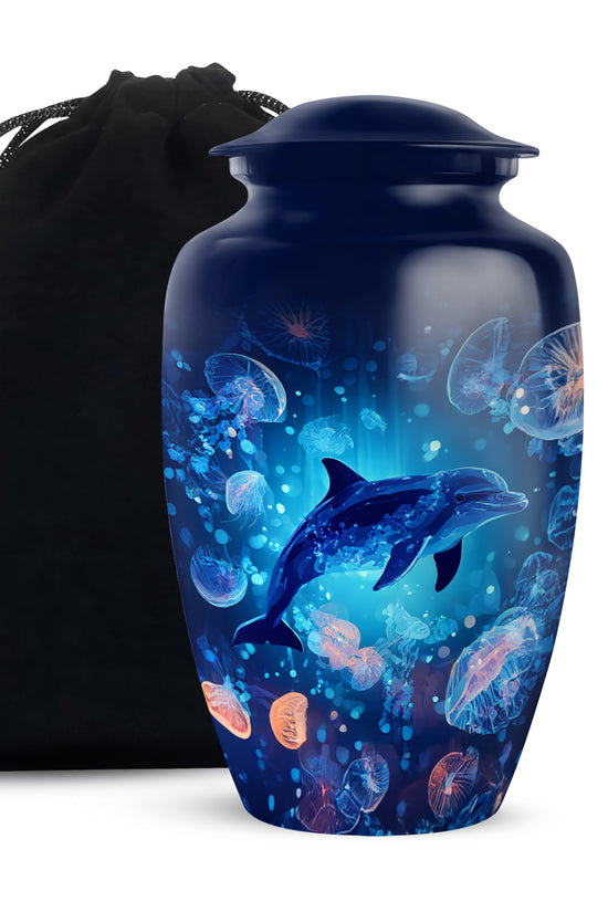 Blue Dolphin Cremation Urn - Ocean Funeral Urn For Loved Ones