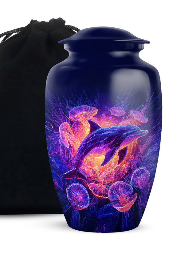 Ocean Dolphin Memorial Urn - Jellyfish Cremation Urn For Human Ashes