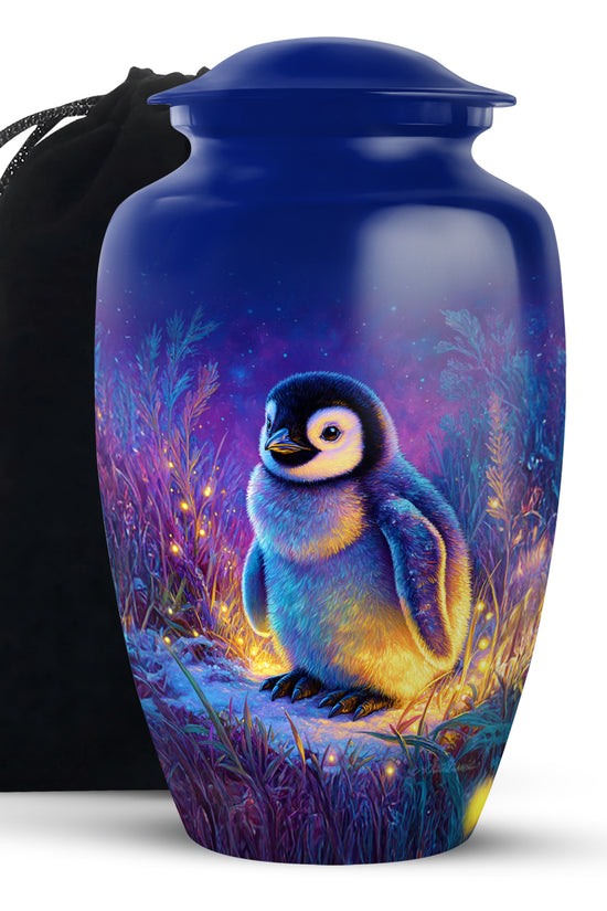 Baby Penguin Night Scenic Urn - Burial Container Urns For Human Ashes