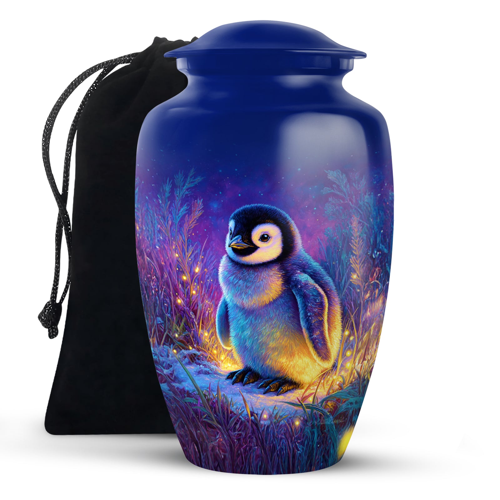 Baby Penguin Night Scenic Urn - Burial Container Urns For Human Ashes