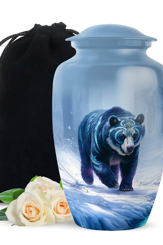 Arctic Bear Cremation Urn - Snow Forest Memorial Urn For Burial