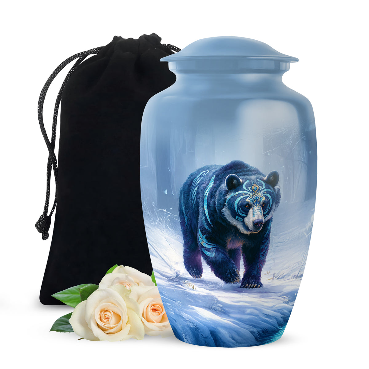 Arctic Bear Cremation Urn - Snow Forest Memorial Urn For Burial