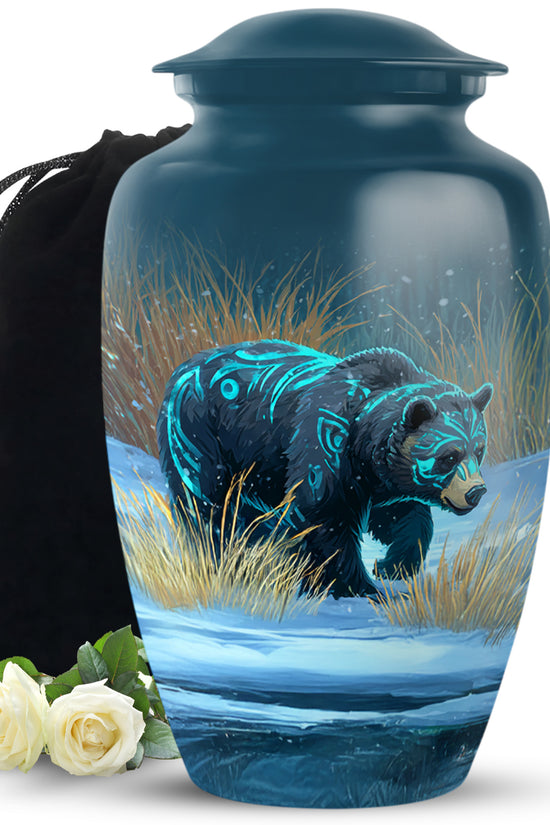 Majestic Snow Bear Funeral Urn - Nature Memorial Urn For Loved Ones