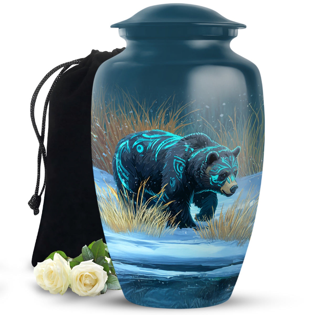 Majestic Snow Bear Funeral Urn - Nature Memorial Urn For Loved Ones