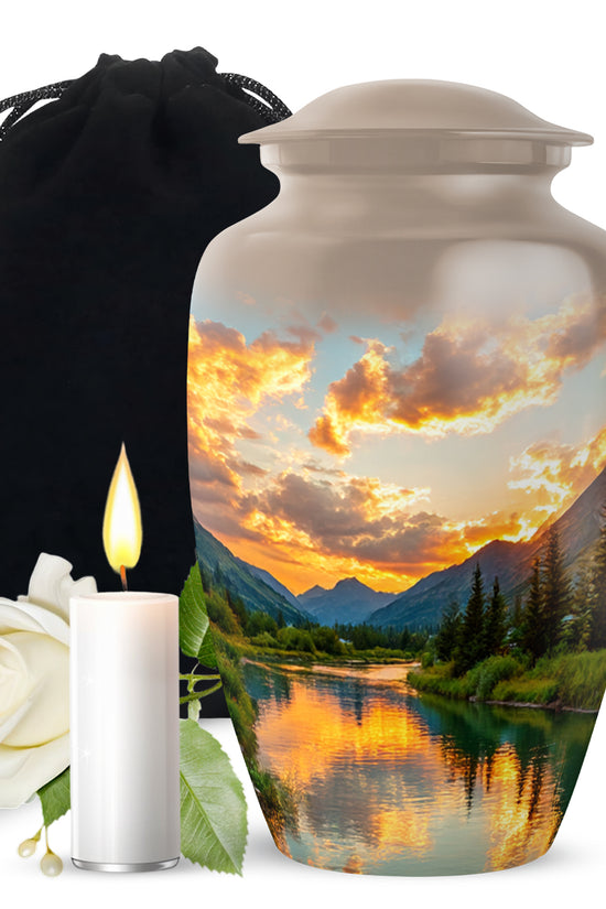 Sunset Lake MemorialUrn - Beautiful Nature Funeral Urn For Loved Ones