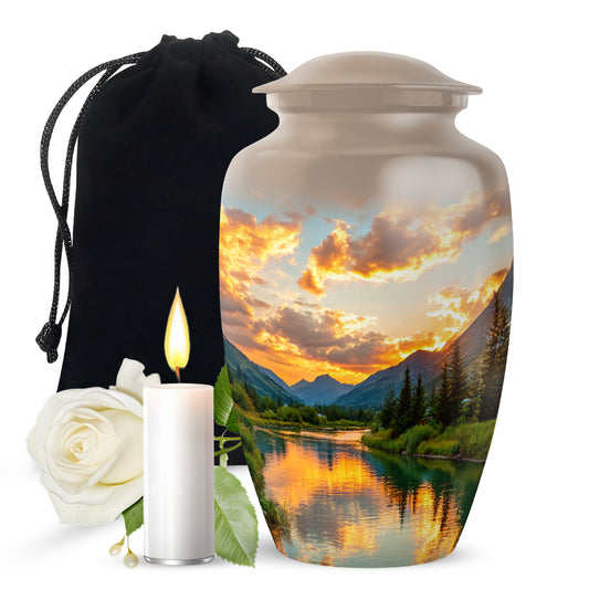Sunset Lake MemorialUrn - Beautiful Nature Funeral Urn For Loved Ones
