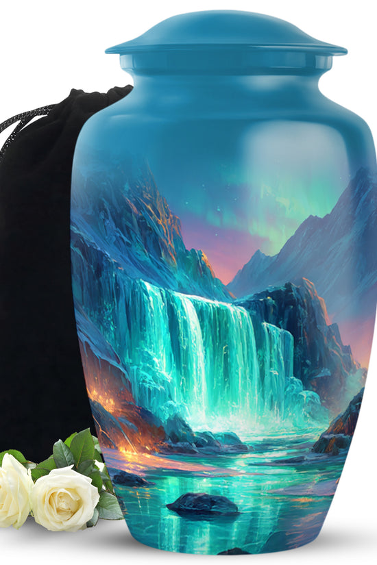 Nature Waterfall Cremation Urn - Beautiful Mountain Urn For Male & Female
