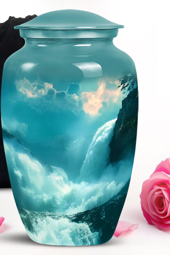 Peaceful Waterfall Cremation Urn - Scenic Memorial Urn For Loved Ones