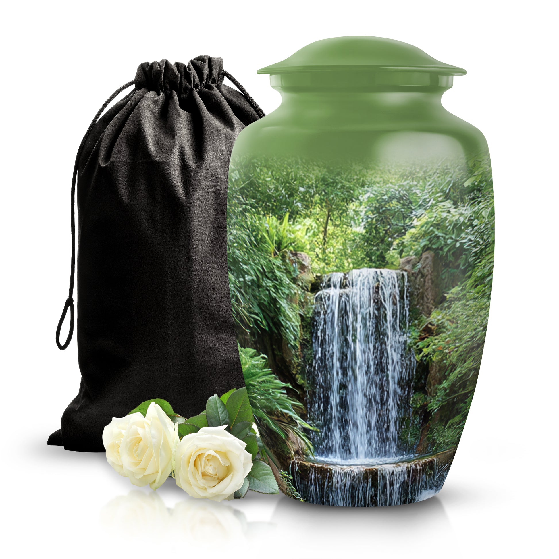 Waterfall Funeral Urn - Forest Nature Cremation Urn For Adult Ashes