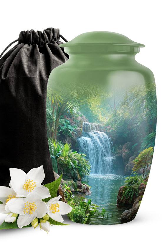 Nature Waterfall Cremation Urn - Peaceful Memorial Urn For Burial