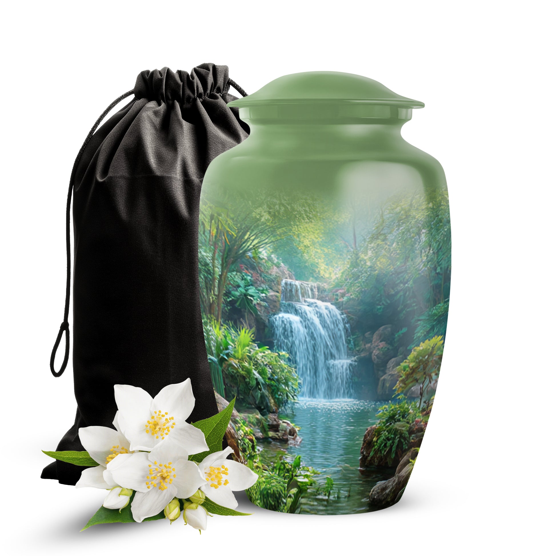 Nature Waterfall Cremation Urn - Peaceful Memorial Urn For Burial
