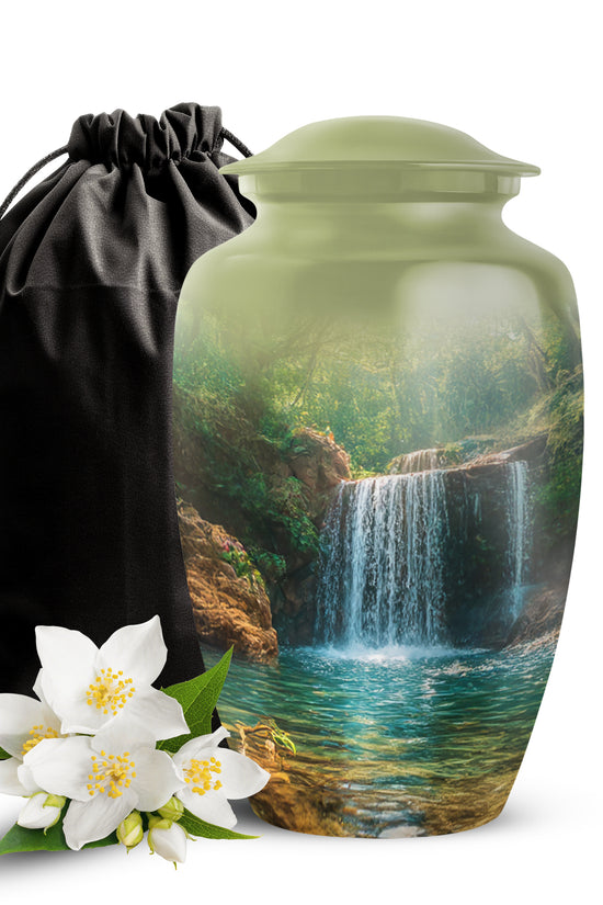 Scenic Waterfall Cremation Urn - Memorial Urn For Male & Female