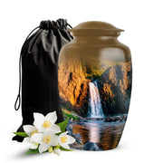 Mountain Waterfall Cremation Urn - Funeral Urn For Human Ashes