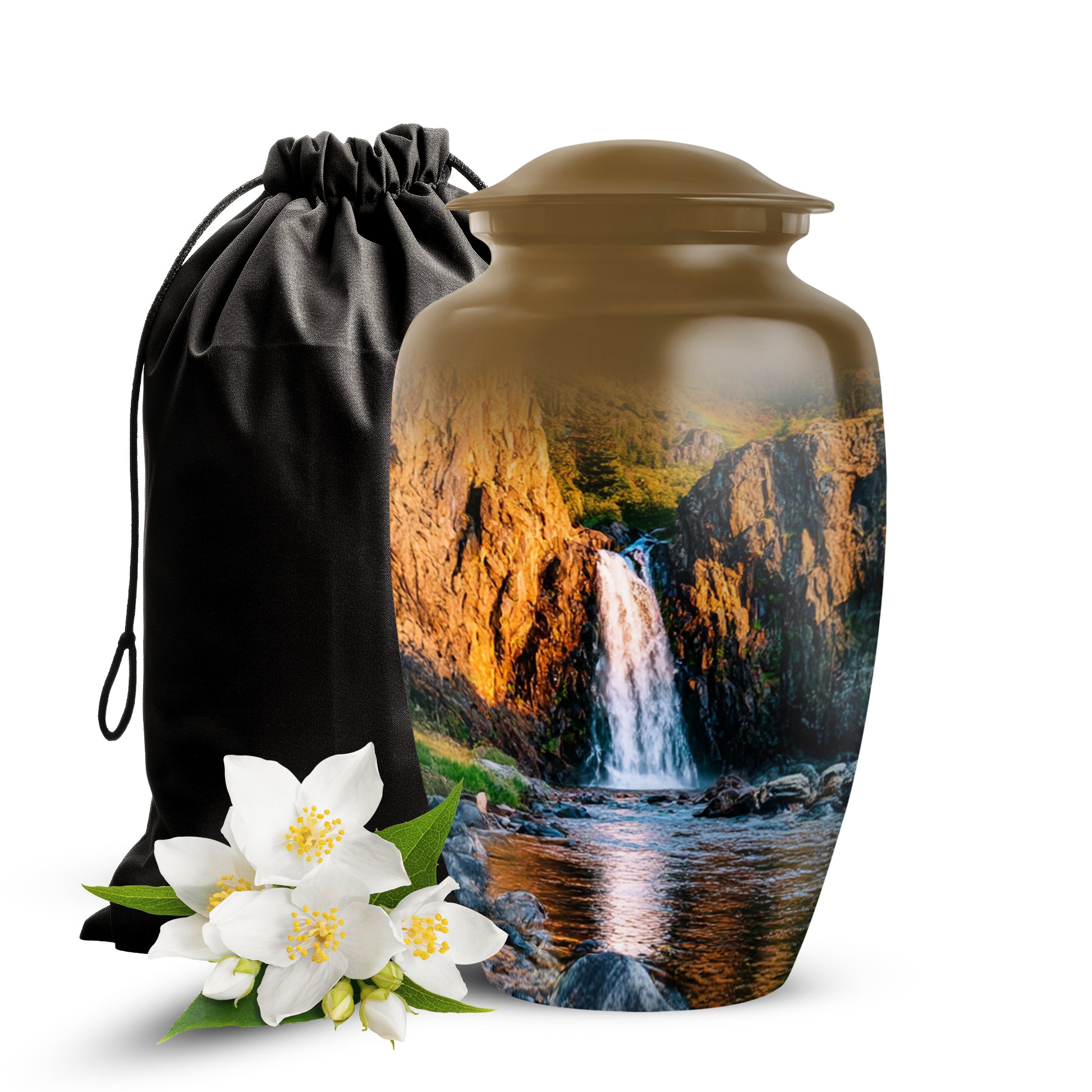 Mountain Waterfall Cremation Urn - Funeral Urn For Human Ashes