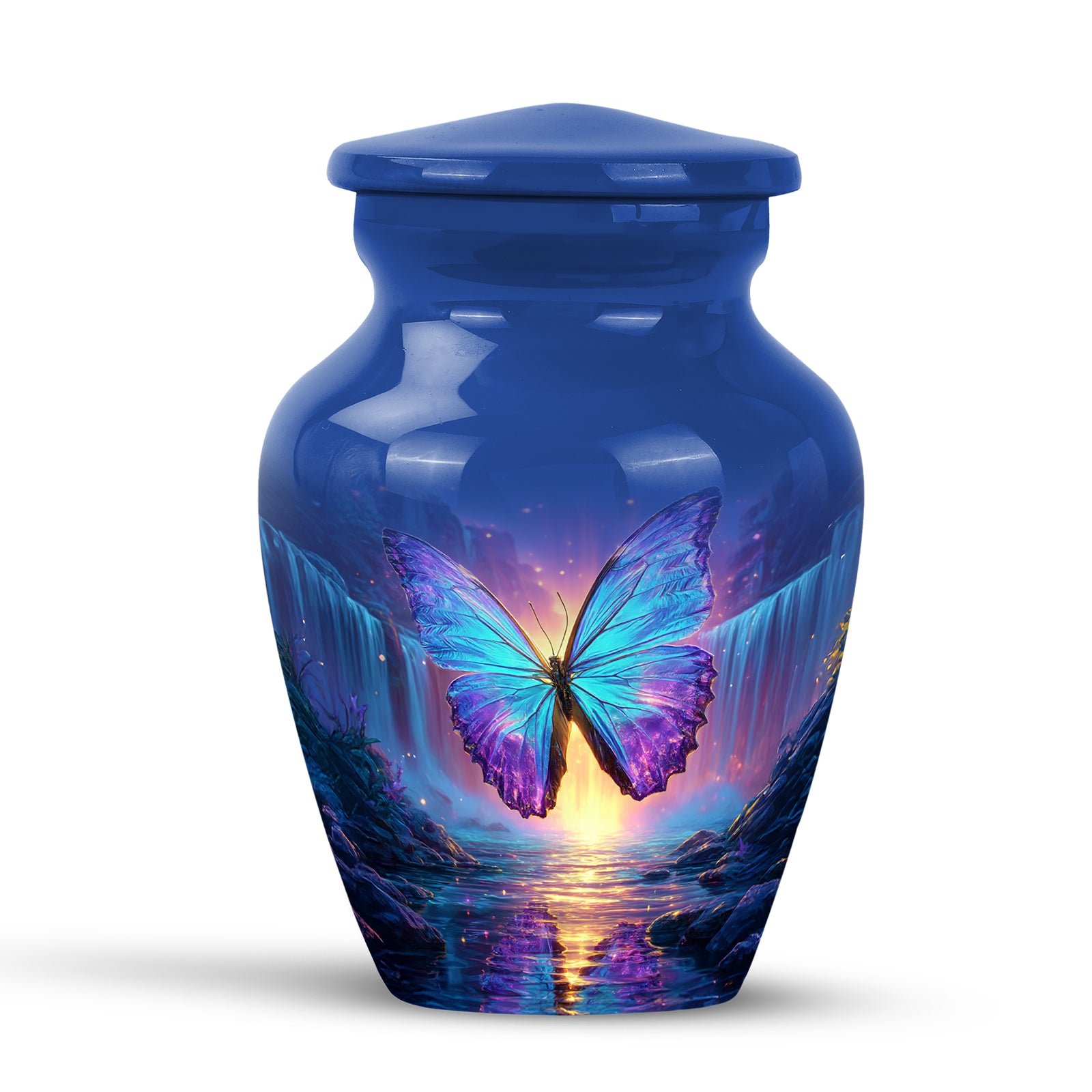 Regal Butterfly Memorial Cremation Urns - Blue 10-inch, 200 cu in - Yatskia