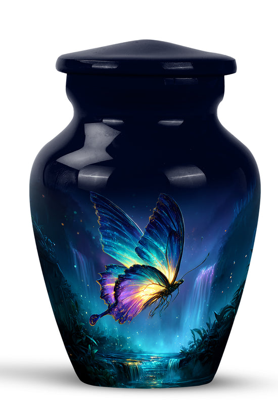 Personalized Blue Butterfly Cremation Urns for Ashes - Peaceful 10-inch - Yatskia