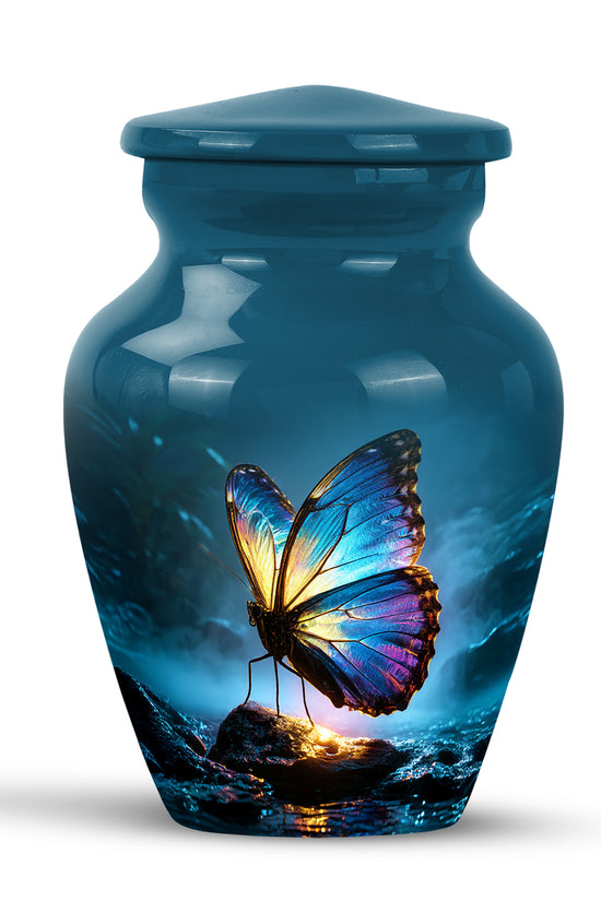Blue Beloved Butterfly Cremation Urns for Human Ashes - 10-inch, 200 cu in - Yatskia